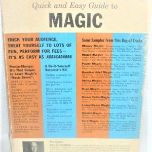 1963 1st Edi. Collier Quick Easy GUIDE to MAGIC Hal Vermes Magic Tricks Houdini